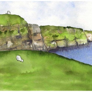 Cliffs of Moher - Ireland Painting - Fine Art Print - Ireland art - Sheep Painting