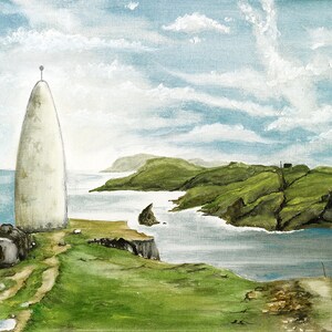 LARGE Ireland Landscape Painting - the Beacon of Baltimore - Ireland Painting - Seascape painting - Lighthouse painting