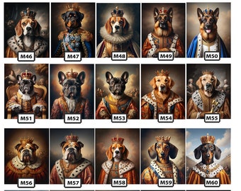 Custom King pet portrait,  Dog Portraits using picture | Emperor Pet Portrait | Male Animal Portrait | Rotal Dog Portrait | Renaissance