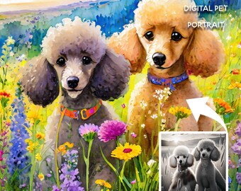 Two Pet Portrait painting, Custom two dogs Portrait, two sat painting, Pet Painting, Custom Portrait,Pet Loss, nursery dog art, multiple pet