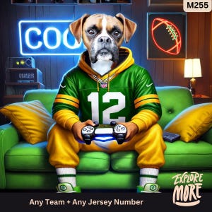 Game lover gift with customizable pet or human portrait, gift for husband and his dog, gift for son and his cat, any team any pet or animal