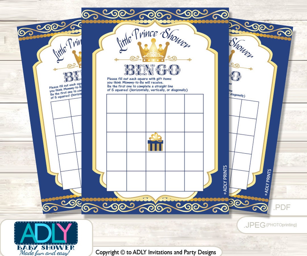Gold Royal Bingo Game Printable Card for Baby Prince Shower - Etsy