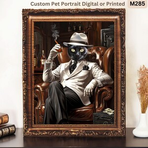 Custom Mafia Pet Portrait, Gangster Cat Art, Boss Pet Print, Funny Pet Gift, Godfather Style, Pet Lover Decor, Father&#39;s Day Gift, cat mom