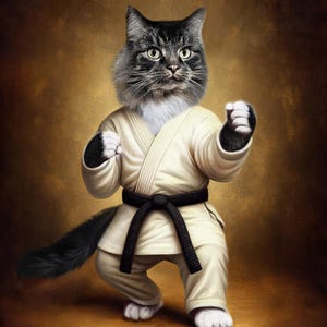 Karate Katze oder Hund Porträt, Kampfkunst Hunde Porträt, Kampfhund-Liebhaber Geschenk, jede Haustier Katze Karate Gi Porträt, Geschenk für einen Jungen Raum Teenager