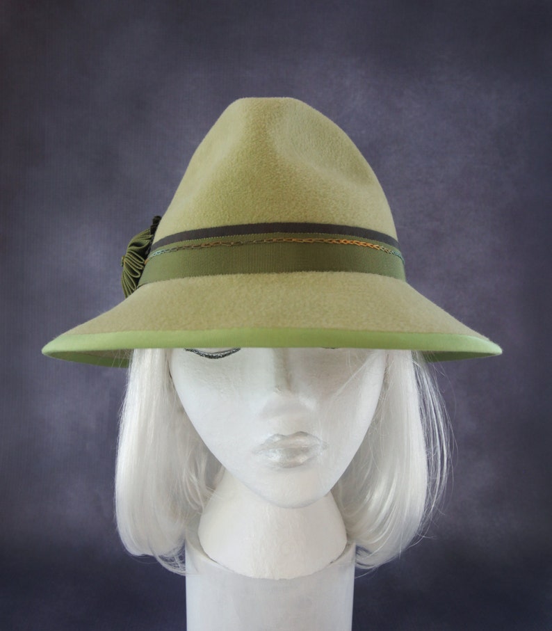Spring Green Fedora. Wide Brim Women's Hat. Racing Fashion Etsy