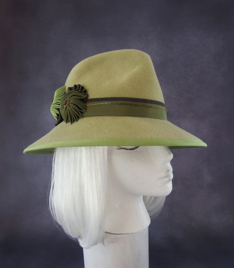 Spring Green Fedora. Wide Brim Women's Hat. Racing Fashion Etsy