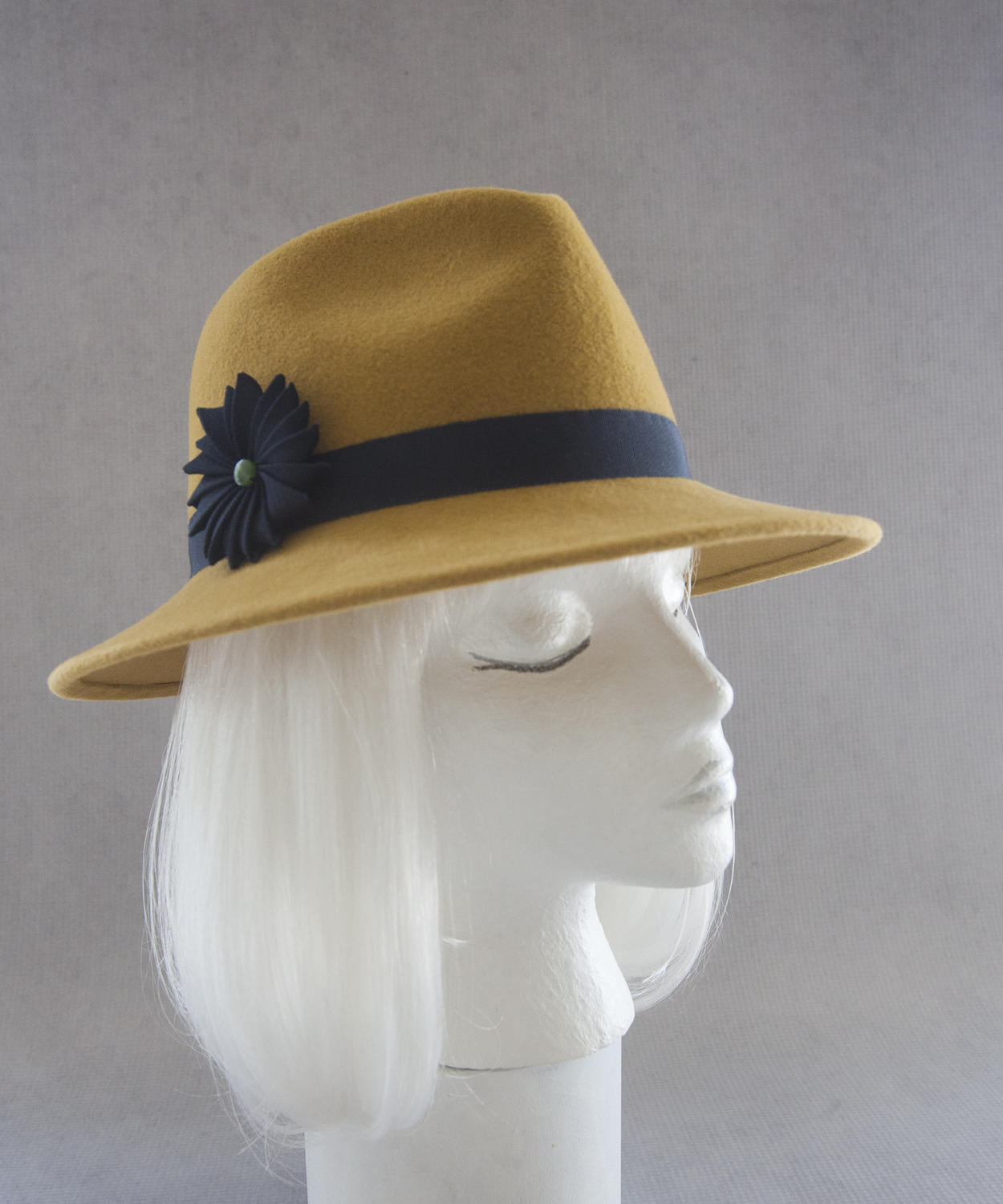Mustard Yellow Fedora. Women's Hat W 