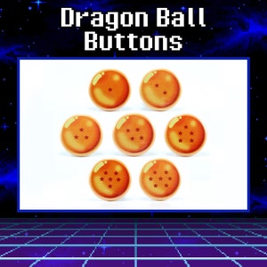 DBZ Set of 7 Dragon Ball Button Pins, 1.25&#39;&#39;