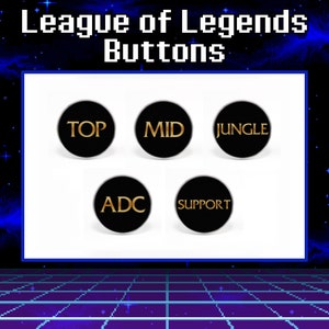 League of Legends Set of 5 Roles Button Pins, 1.25&#39;&#39;