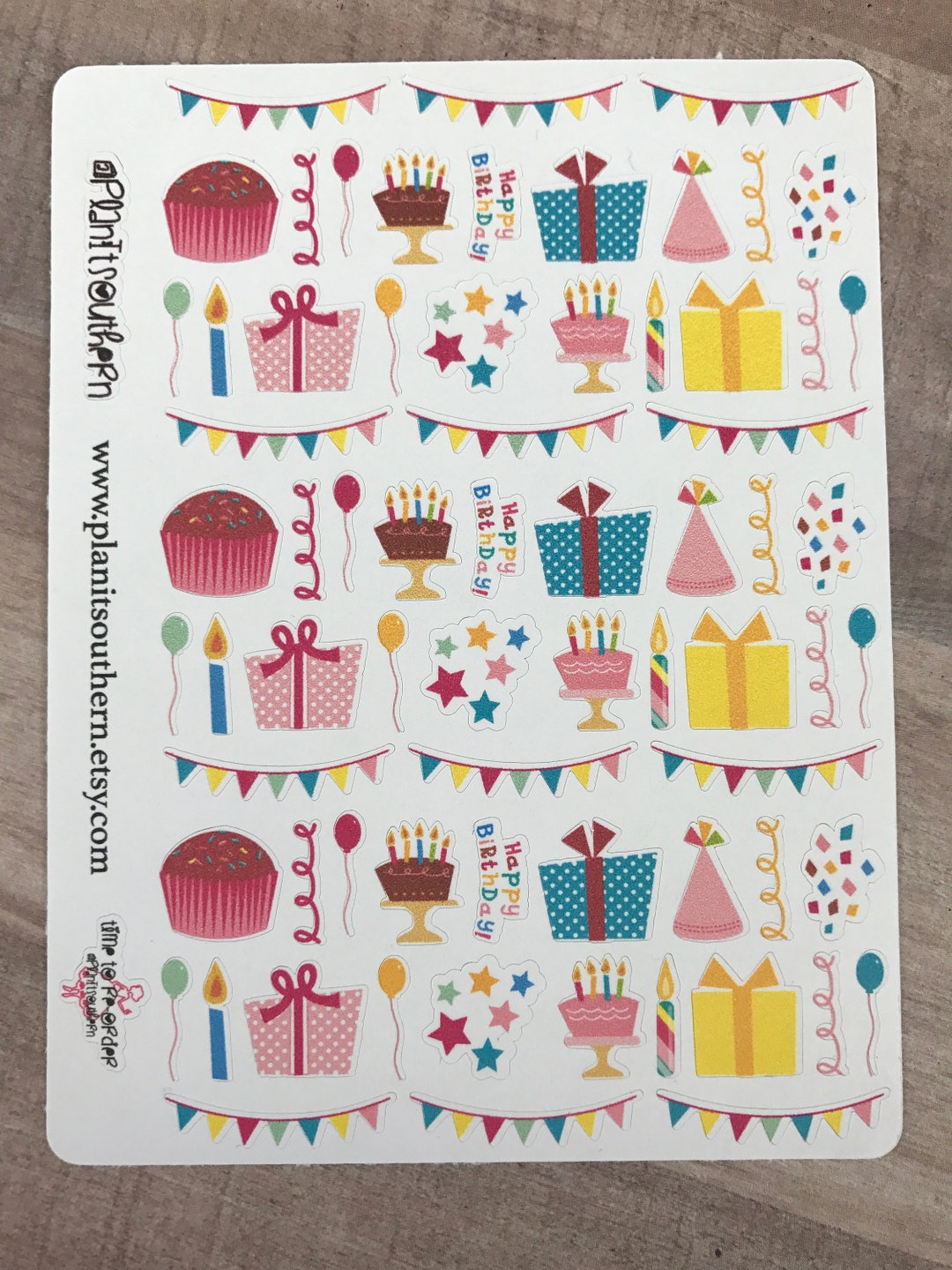 Happy Birthday Stickers / Planner Stickers / Planner Icon / Travelers Notebook / Personal