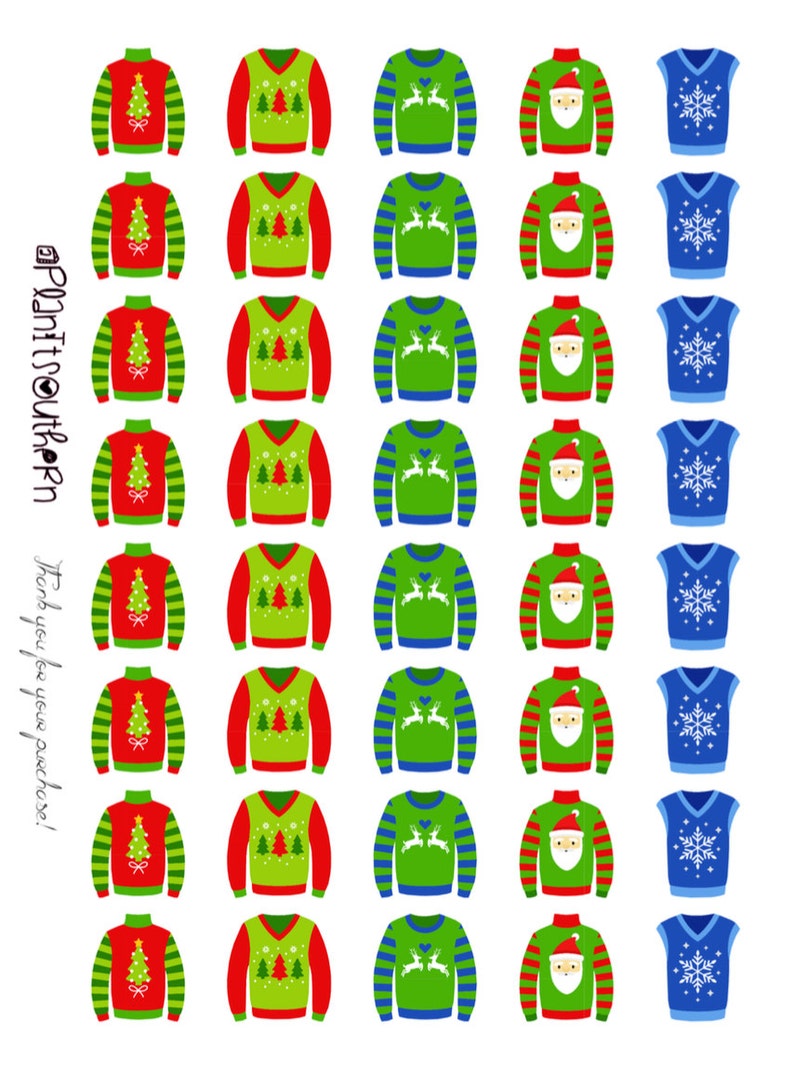 Ugly Sweaters / Planner Stickers / Planner Icon / Travelers Notebook / Personal Planner / Bujo / Life Planner image 2