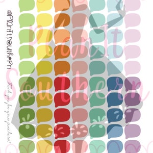 May include: A set of 100 colorful speech bubble stickers. The stickers are arranged in a rainbow pattern, with each row featuring a different color. The stickers are perfect for adding a touch of whimsy to planners, journals, and other paper crafts.