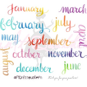 Watercolor Months / Planner Stickers / Deco Stickers / Planner Icon / Personal Planner / Bujo / Life Planner
