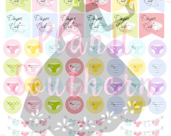 Diaper Duty Flags and Icons / Planner Stickers / Planner Icon / Travelers Notebook / Personal Planner / Bujo / Life Planner