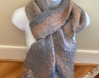 Subtle - hand woven scarf from hand spun kid mohair