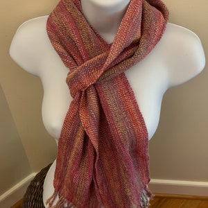 Lollipop - Hand woven hand spun wool and bamboo scarf
