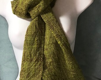 Beanstalk - hand woven, hand spun, merino wool, llama, silk, and bamboo scarf