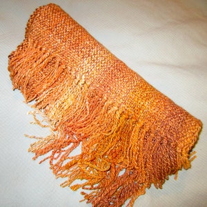 Marmalade - hand woven scarf from hand spun merino and bamboo.