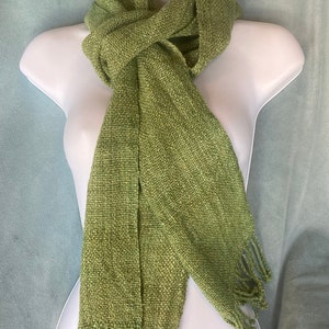 Asparagus   - hand woven, hand spun, Merino and Corriedale Cross wool, and bamboo scarf