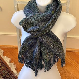 Octopus Garden - hand woven scarf from hand spun merino wool, alpaca, bamboo, and sari silk