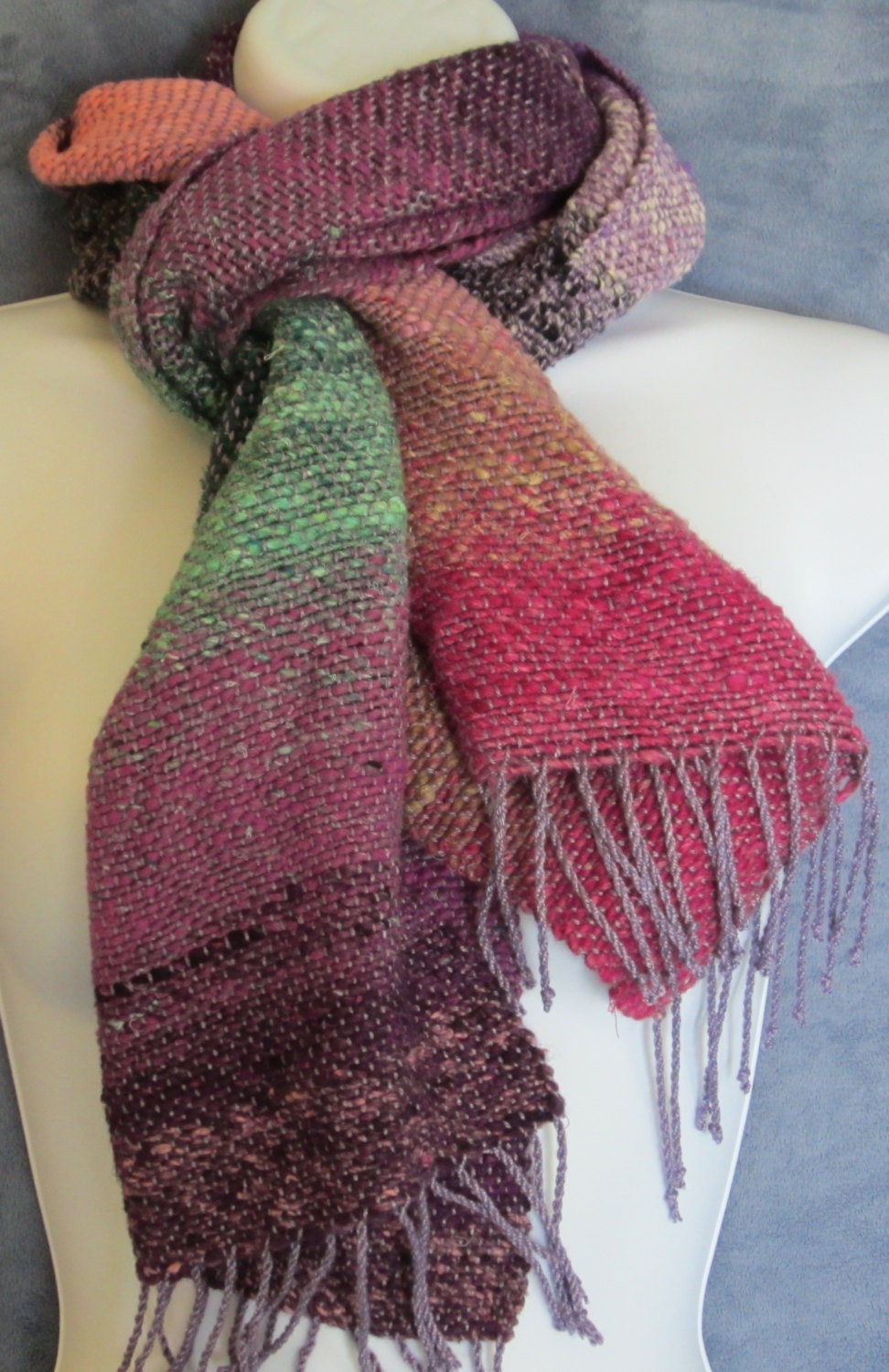 Jasper Handwoven Cotton Silk Wool and Bamboo Scarf - Etsy