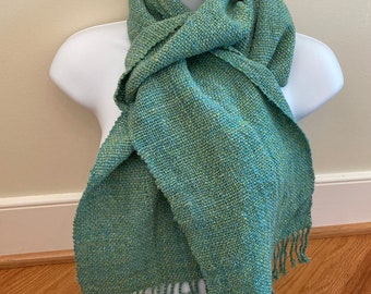 Sea Breeze - hand woven scarf from hand spun merino, alpaca, and silk