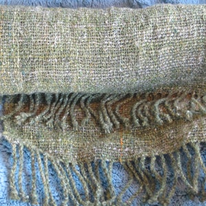 Mossy Rock - hand woven BFL and Romney wool, alpaca, and Lyocell scarf