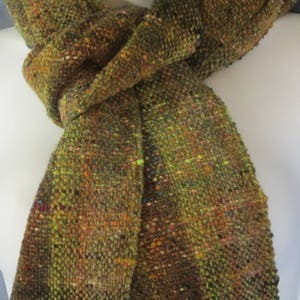 Beneath the Canopy handwoven wool scarf in browns and greens with hints of many other colors Bild 1