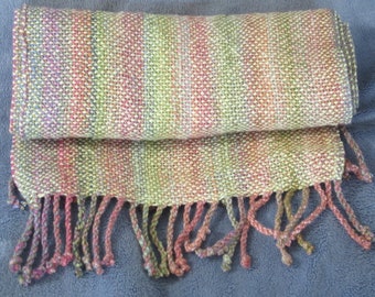 Fruit Salad - hand woven Merino wool, bamboo, and silk scarf