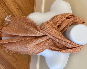 Orange Julius - Hand woven wool and silk scarf