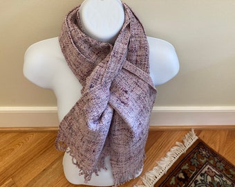 White out - hand woven scarf from hand spun merino and Polwarth wool and recycled sari silk