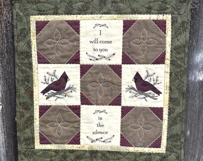 Cardinal Wall Quilt Panel: 18x18 Inch Fabric with Pattern (6x6 Blocks)