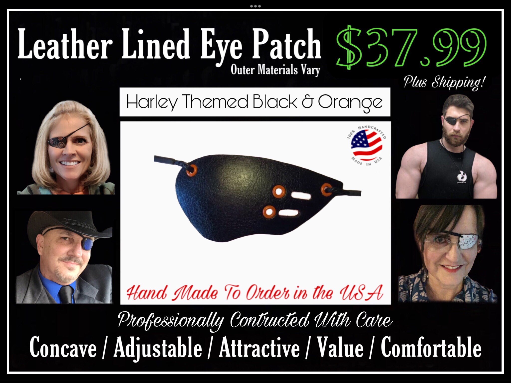 Harley Themed Handmade Leather Eye Patch Congressman Dan | Etsy Australia