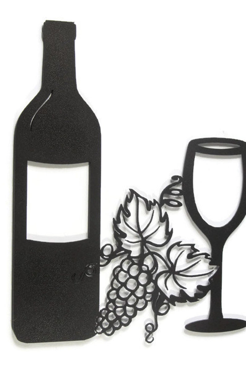 Wine Bottle With Wine Glass and Grape Cluster Metal Wall Art Etsy