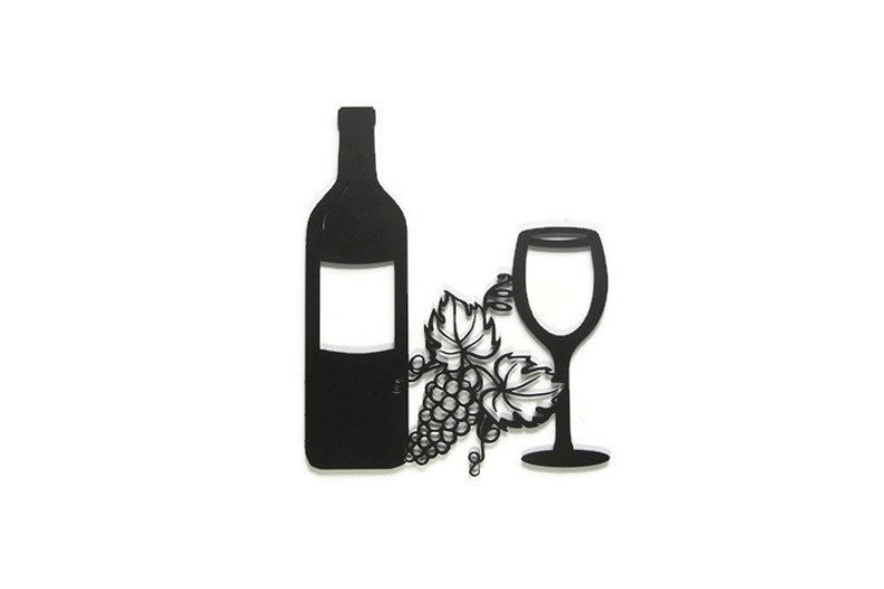 Wine Bottle With Wine Glass and Grape Cluster Metal Wall Art Etsy