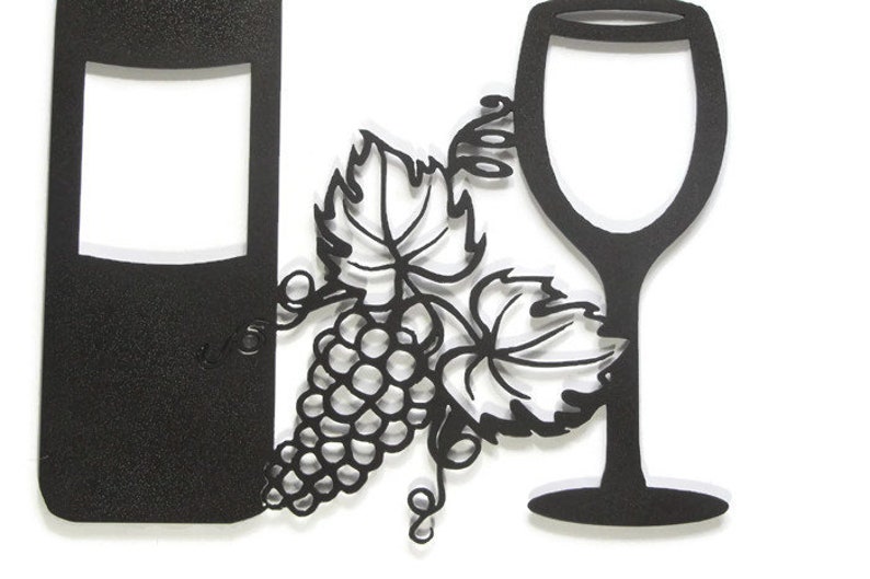 Wine Bottle With Wine Glass and Grape Cluster Metal Wall Art Etsy