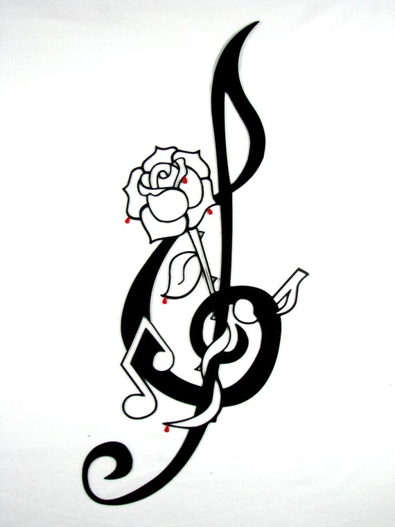 Rose Music Note CNC Plasma Cut Wall Sculpture | Etsy