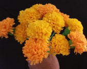Day of the Dead 12 Orange and Yellow Marigolds, Dia de Los Muertos, Mexican Flowers, Crepe Paper Flowers, Wedding Fiesta, Cinco de Mayo