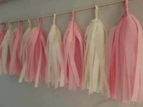 Quinceanera 20 Tassel Tissue Paper Garland Baby Pink White Etsy
