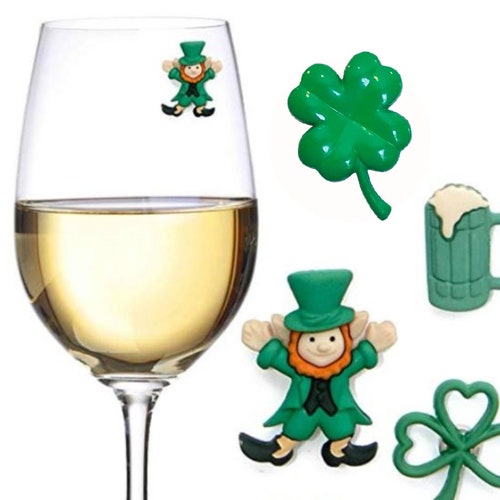 St Patrick's Day Irish Magnetic Wine Glass Charms- Hostess Gift- Gift for Best friend by Simply Charmed