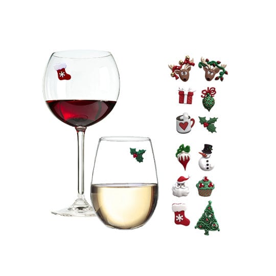 Snowy Outdoors, Christmas Themed Wine Charms