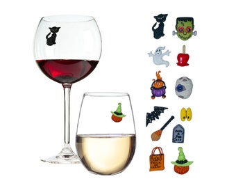 Halloween Wine Glass Charms -  Great Magnetic Drink Markers - Halloween Gift - Hostess Gift- Party Favors