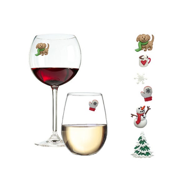 Christmas Magnetic Wine Glass Charms - Great Stocking Stuffers and Gifts For Wine Lovers - Holiday Hostess Gift  By Simply Charmed