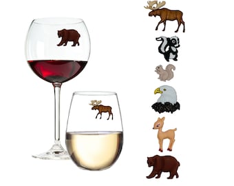 Animal Magnetic Wine Glass Charms: Northwoods Theme Gift by Simply Charmed