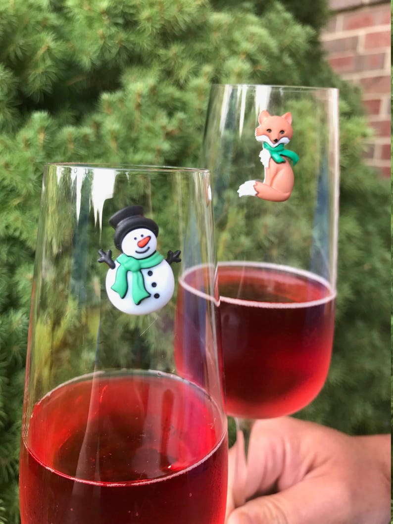 Winter Wine Glass Charms Cute Forest Animal Drink Etsy