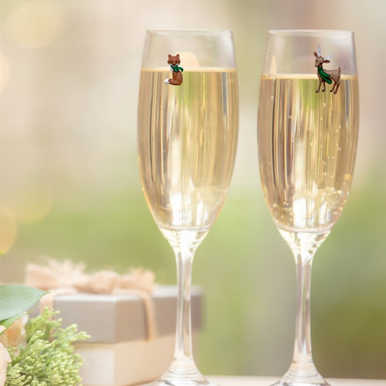 Winter Wine Glass Charms Cute Forest Animal Drink Etsy