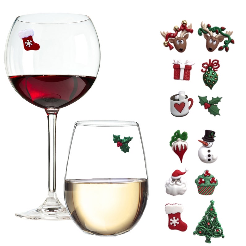 Christmas Wine Glass Charms Christmas Gift Etsy