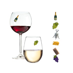 Napa Valley Wine Themed Magnetic Wine Glass Charms - Housewarming Gift - Best Friend Gift -Entertaining or Hostess Gift By Simply Charmed