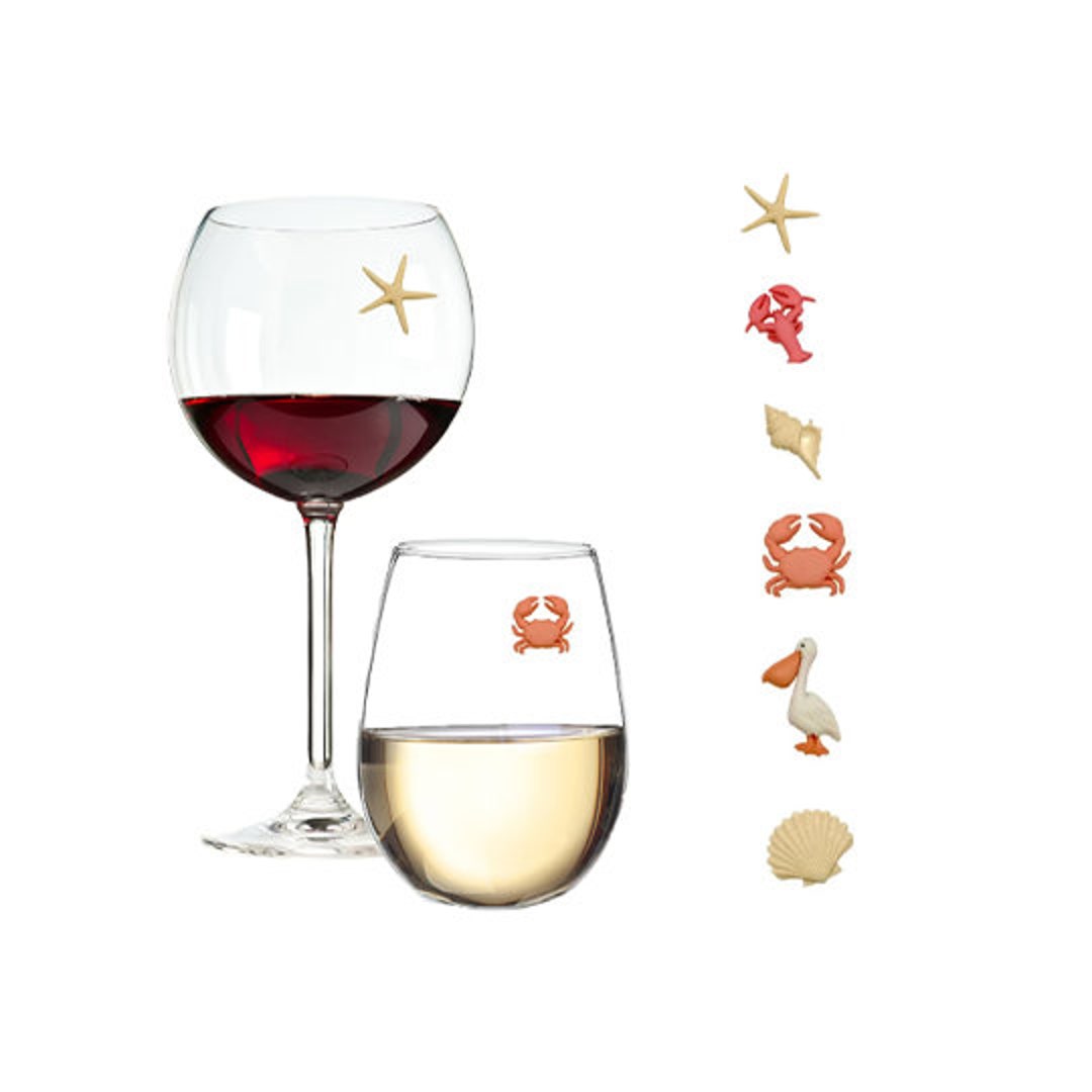 Christmas Holiday Magnetic Wine Glass Charms & Cocktail Markers Set of 12 