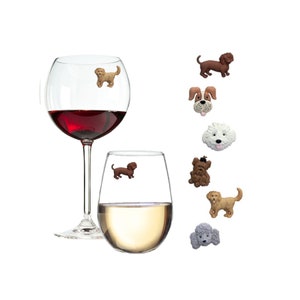 Dog Lover Gift Magnetic Wine Glass Charms  Birthday or Housewarming Gift, Hostess Gift with Dachshund Poodle Yorkie & more - Simply Charmed